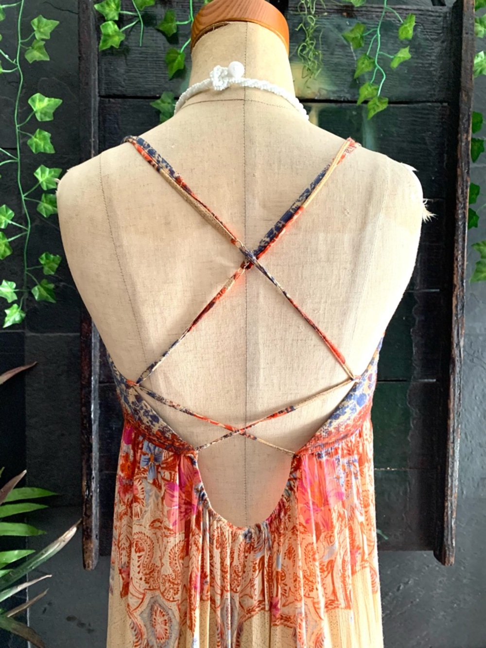 Free People Intimately “Give A Little” bohemian maxi slip dress in Cream combo-S - Picture 9 of 14